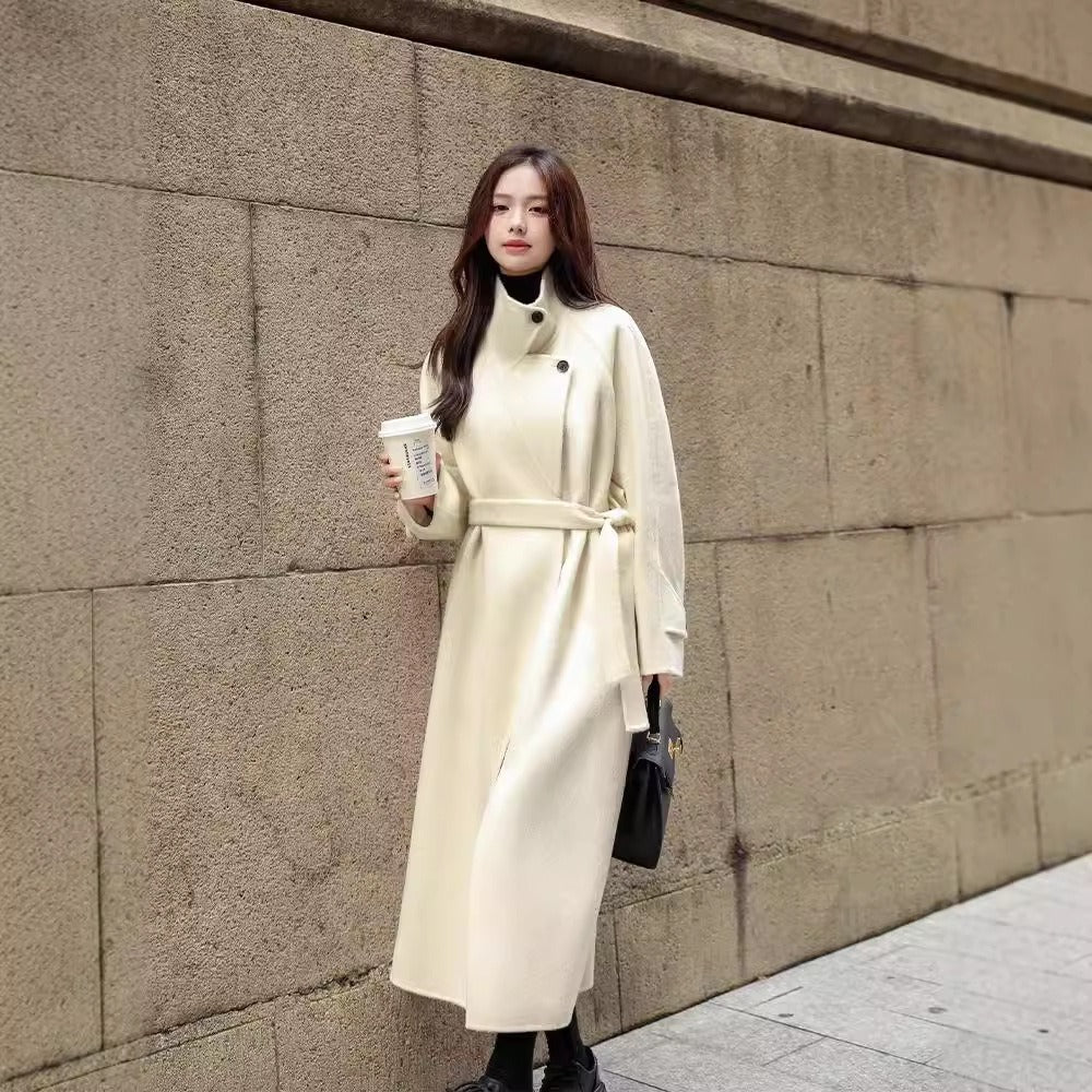 Wool coat womens Raglan sleeve overcoat Wool camel coat Warm fitted coat