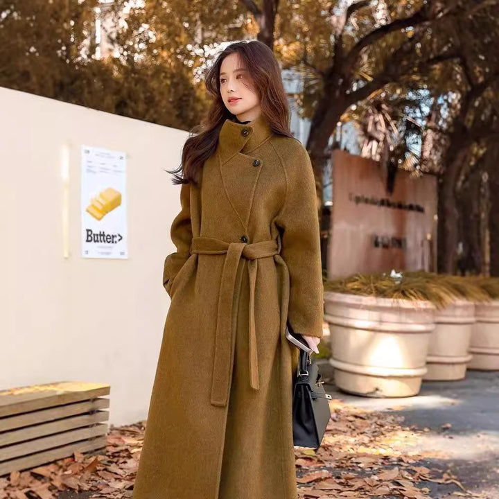 Wool coat womens Raglan sleeve overcoat Wool camel coat Warm fitted coat