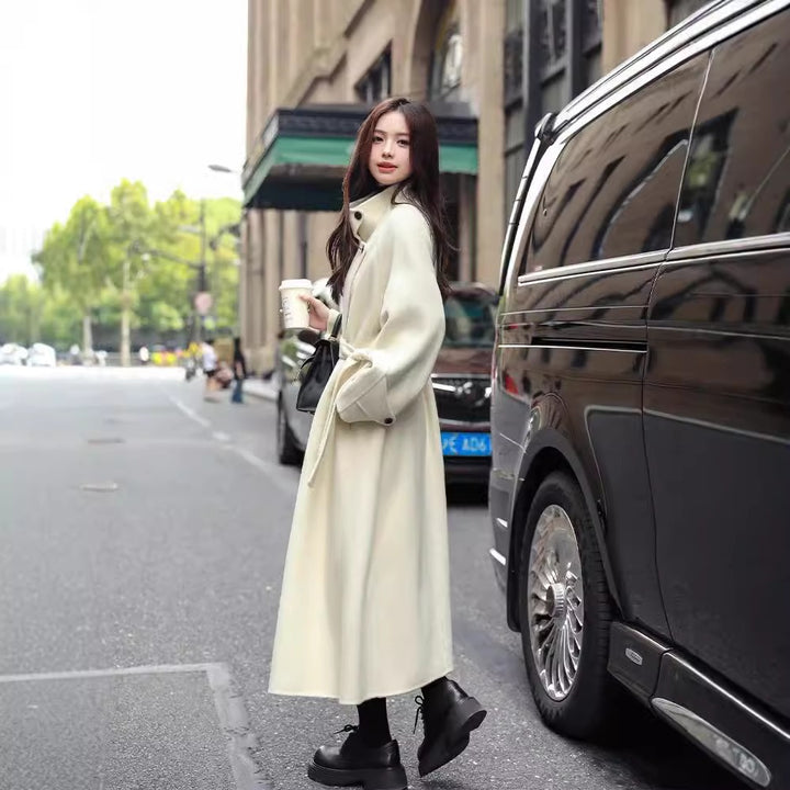 Wool coat womens Raglan sleeve overcoat Wool camel coat Warm fitted coat