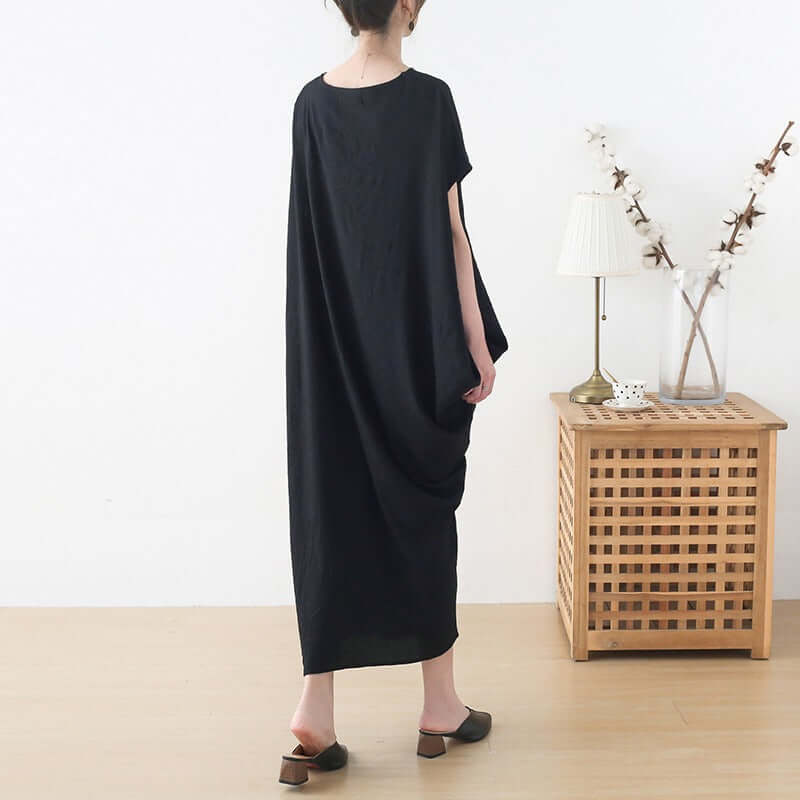 Elegant Asymmetrical Bat Sleeve Midi Summer Dress