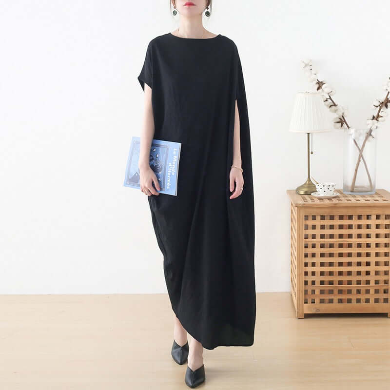 Elegant Asymmetrical Bat Sleeve Midi Summer Dress
