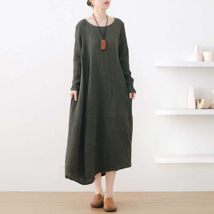 Elegant Linen Tunic Dress with Sleeves - Stylish Casual Robe