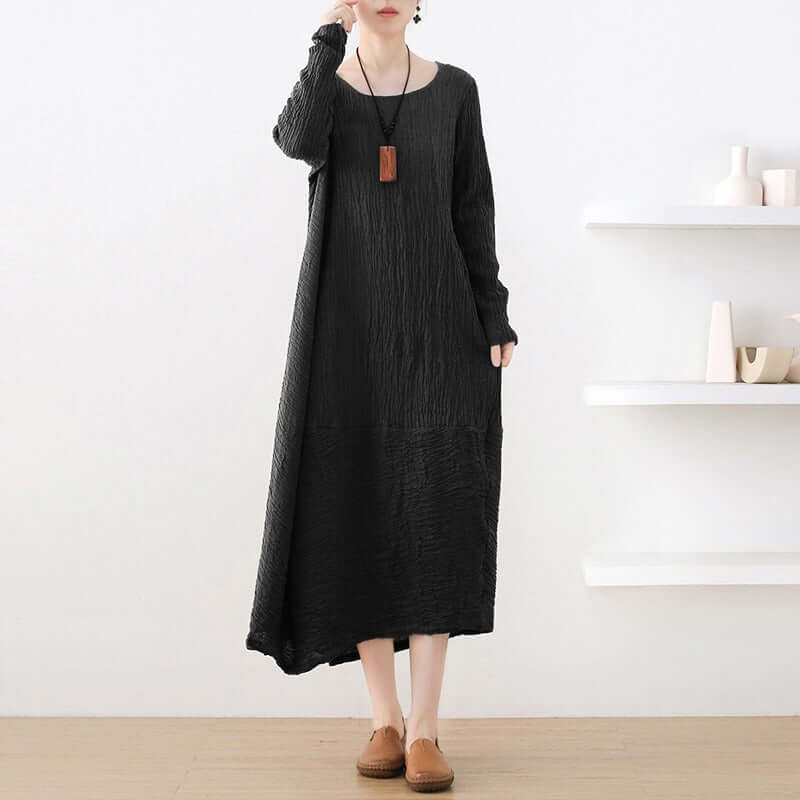 Elegant Linen Tunic Dress with Sleeves - Stylish Casual Robe