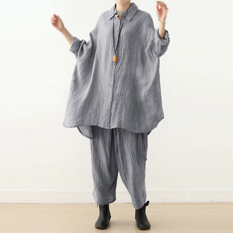 Oversized Linen Women's Shirt with Pocket Collection Thebesttailor