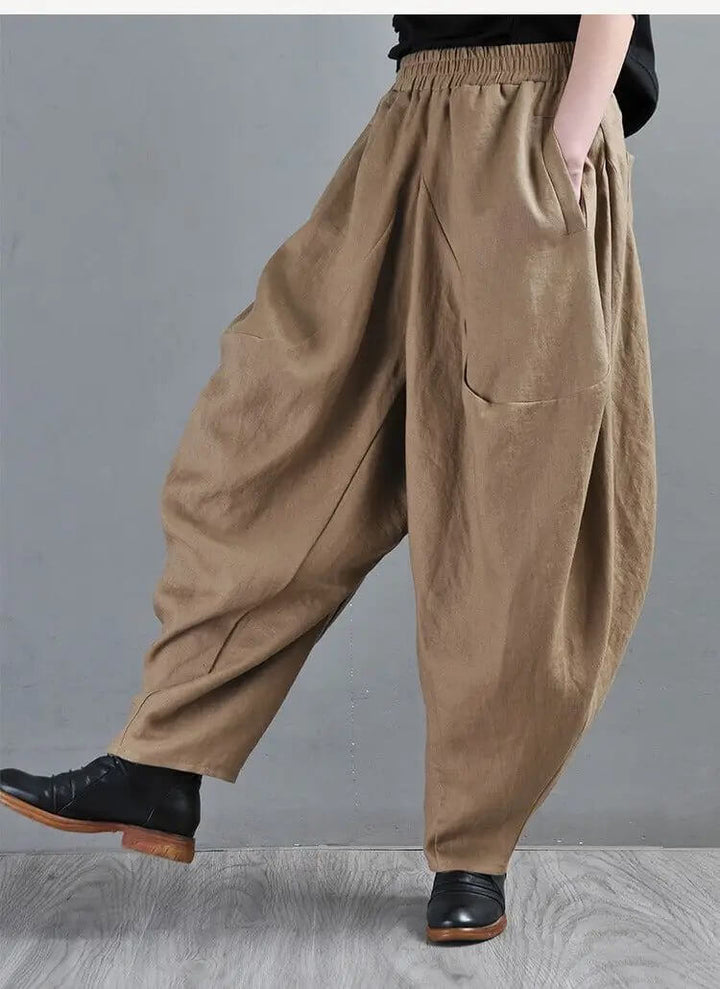 Chic Linen Harem Pants: Stylish Wide Leg Trousers for Women