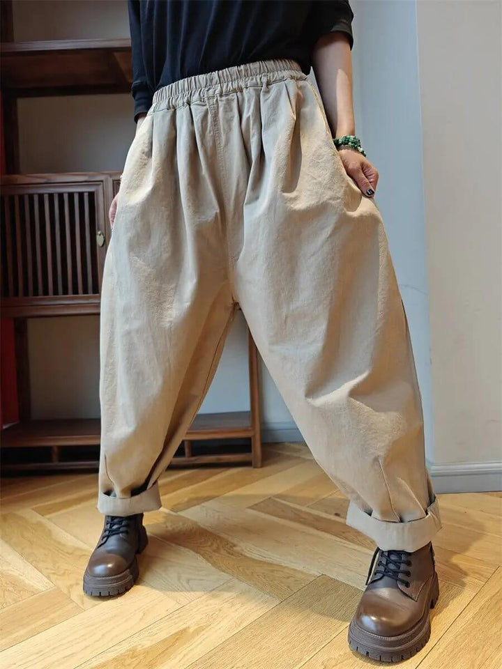 Spring Casual Women's Cotton Harem Pants with Loose Fit