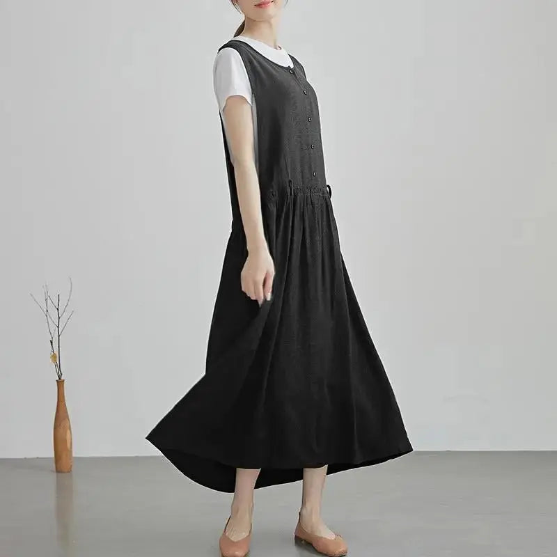 Elegant Vintage Linen and Silk A-Line Princess Dress
