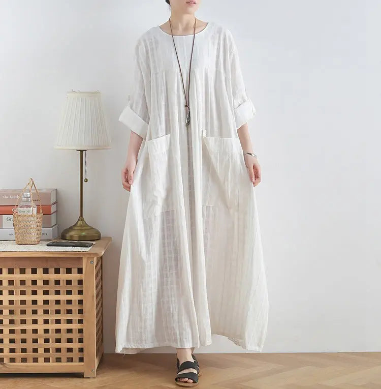 ankle length dress maxi dress for women white cotton dress Thebesttailor