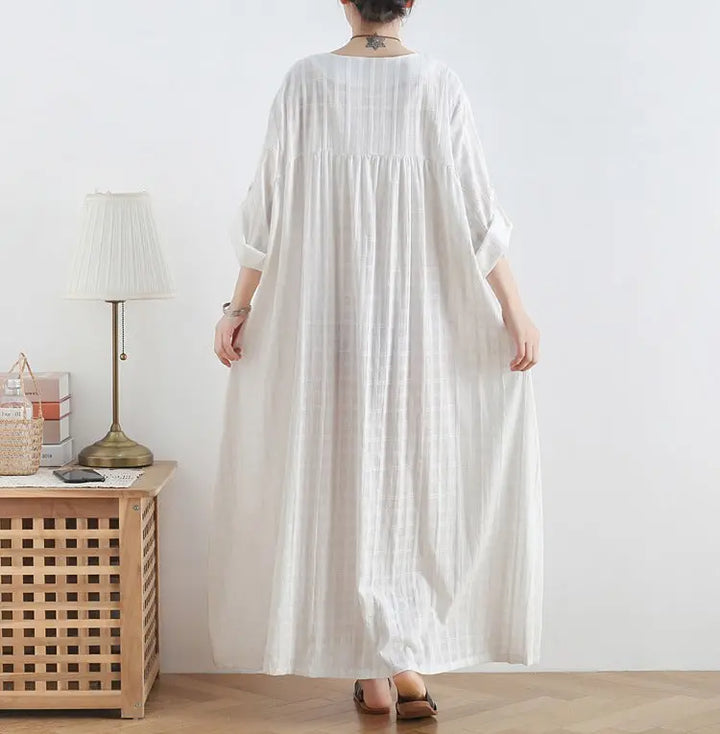 ankle length dress maxi dress for women white cotton dress Thebesttailor