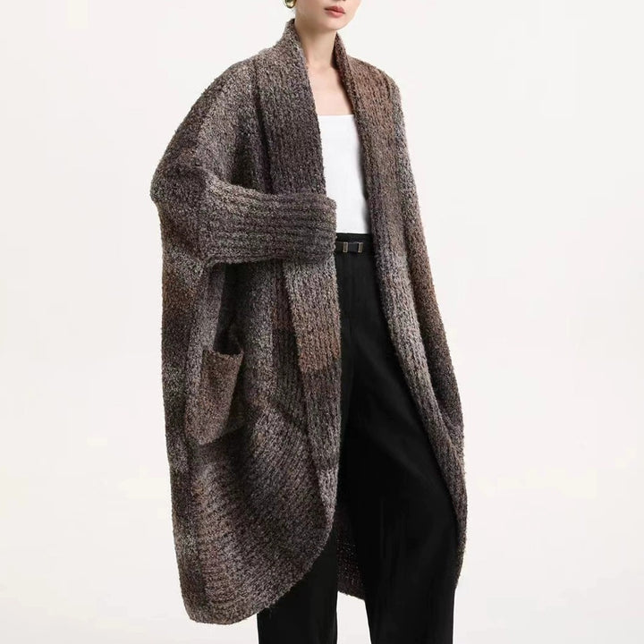 Daily woolen coat long cardigan coat womens-Women's coat-Thebesttailor-One size-Brown-wool & polyester-Thebesttailor