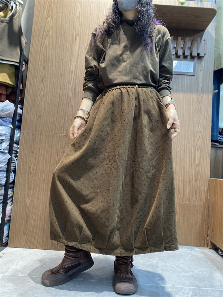 Daily khaki floral bud skirt mystery cotton skirt