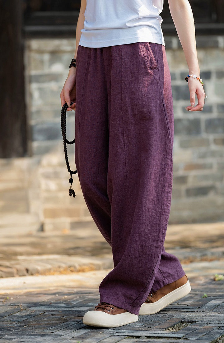 linen harem pants women's Meditation Elastic Waist Large Loose